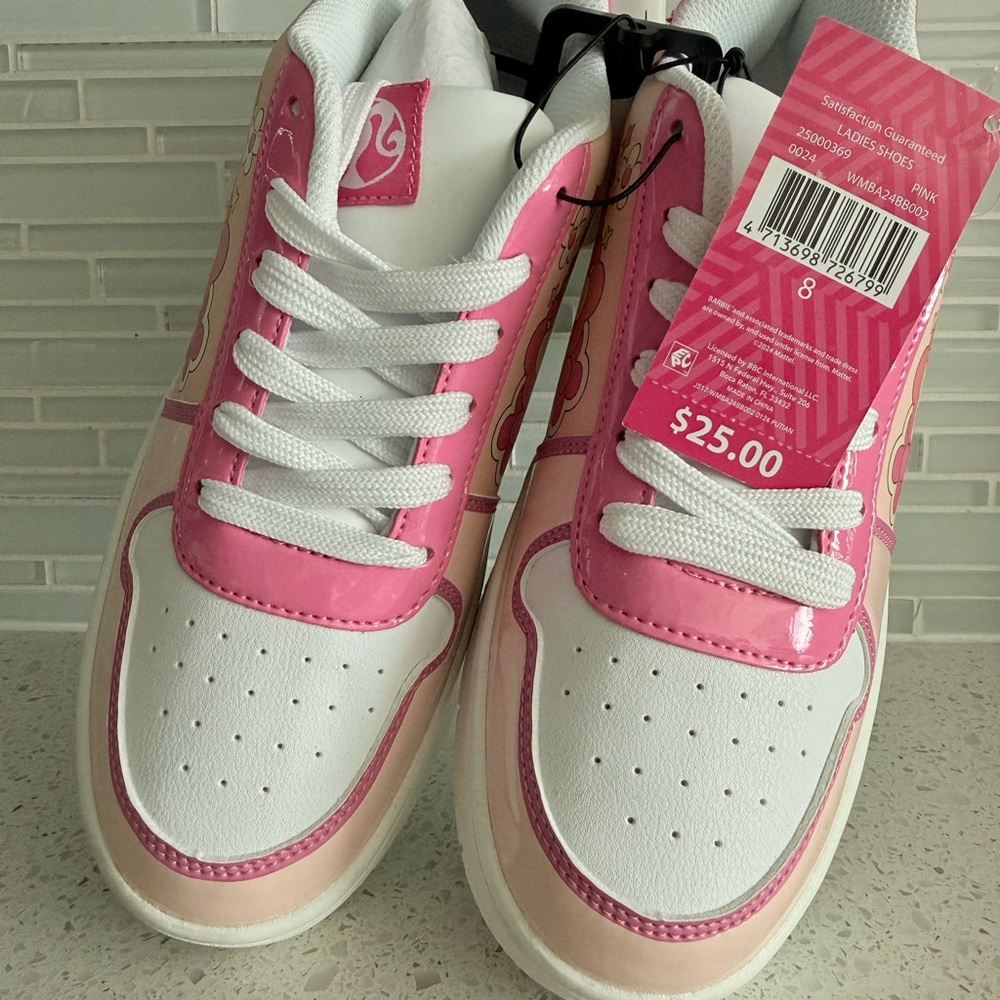 Women's Barbie by Mattel Pink Casual Court Sneaker, Whole Sizes 8, Regular W NWT - Picture 5 of 16